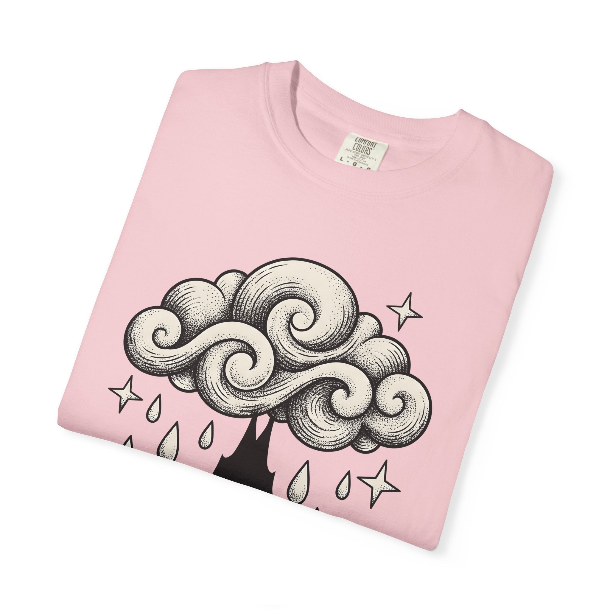 Bat Cloud Shirt Boho Chic Supernatural Gift Women Cartoon Tee Storm Cloud T-Shirt Bohemian Fan Comic Tshirt Paranormal Graphic Faded Glitter