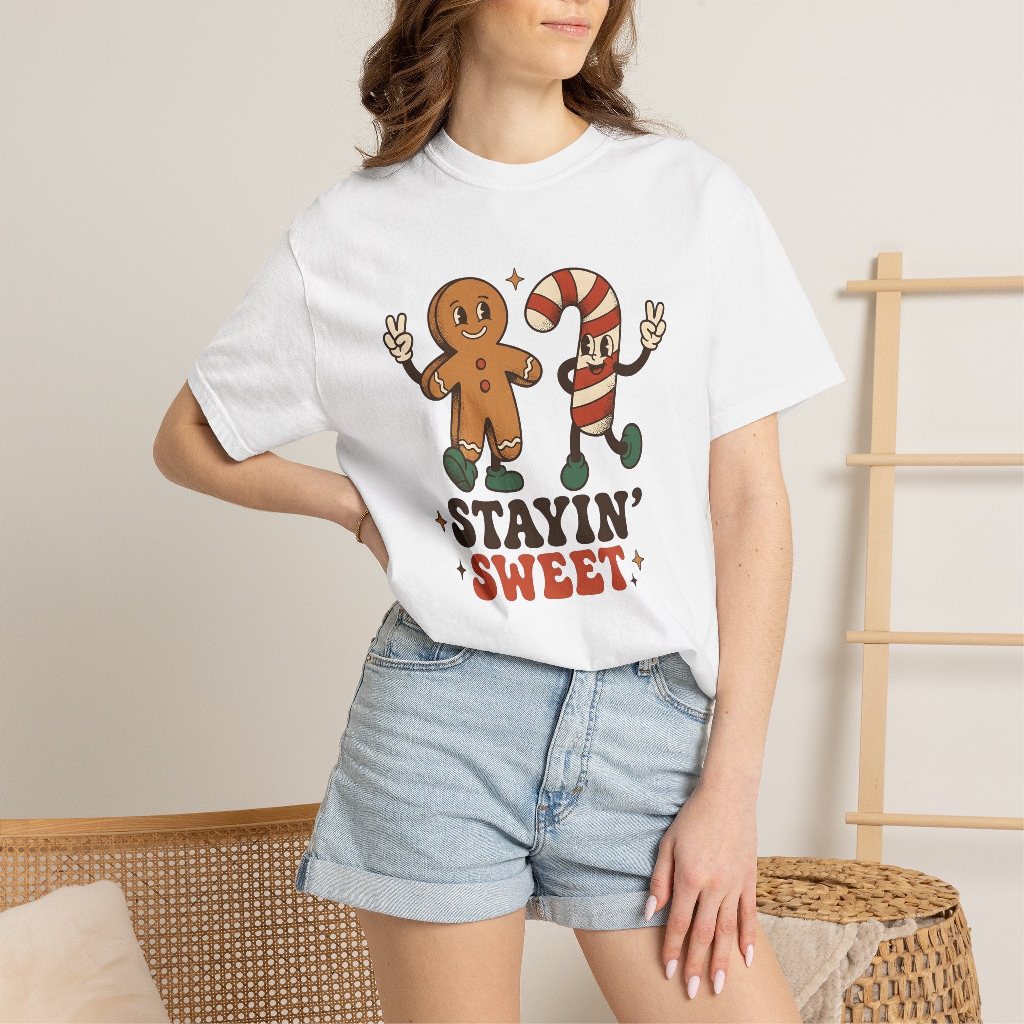 Gingerbread Person Candy Cane Shirt Christmas Festivity Gift Women Animated Tee Gingerbread Man T-Shirt Holiday Fan Cartoon Tshirt