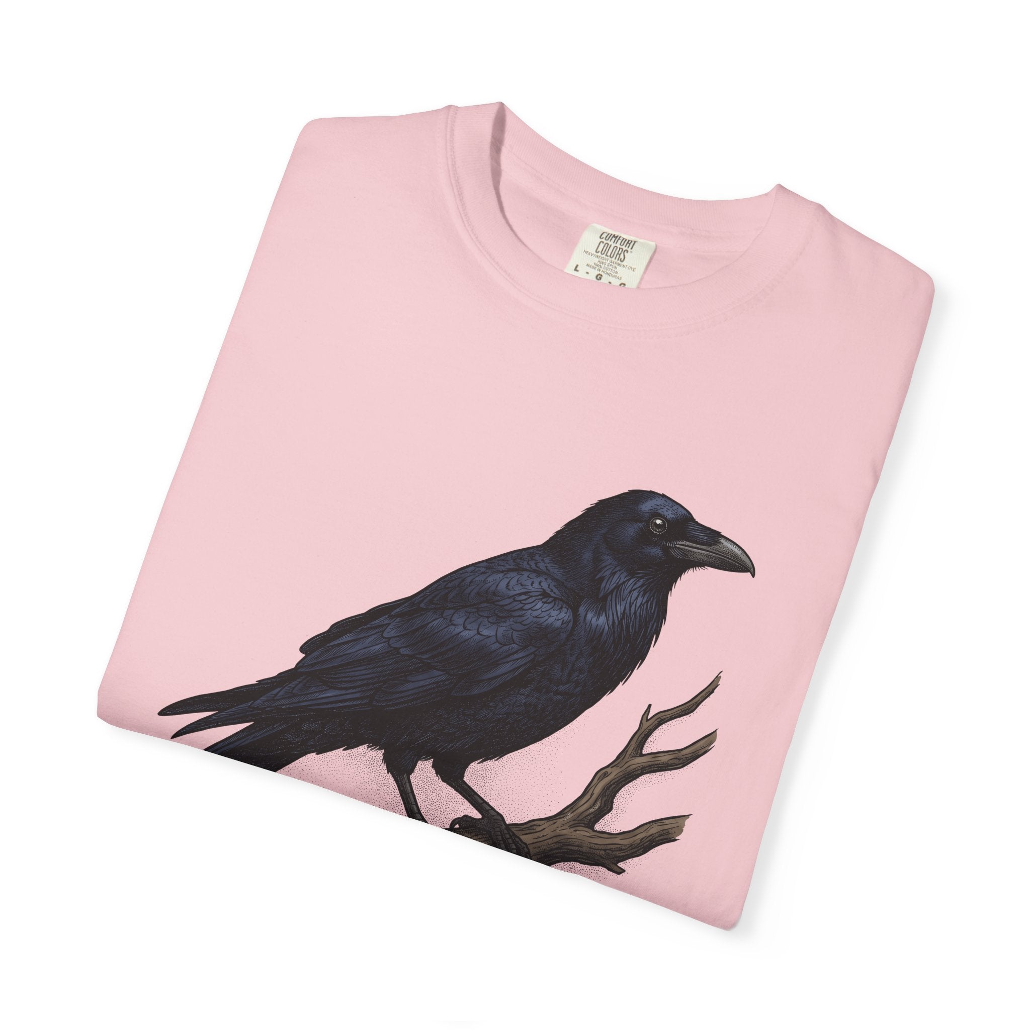 Raven Bird Shirt Halloween Nature Gift Women Gothic Tee Crow T-Shirt Horror Fan Dark Tshirt Wilderness Graphic Vintage Tree Branch Tshirt