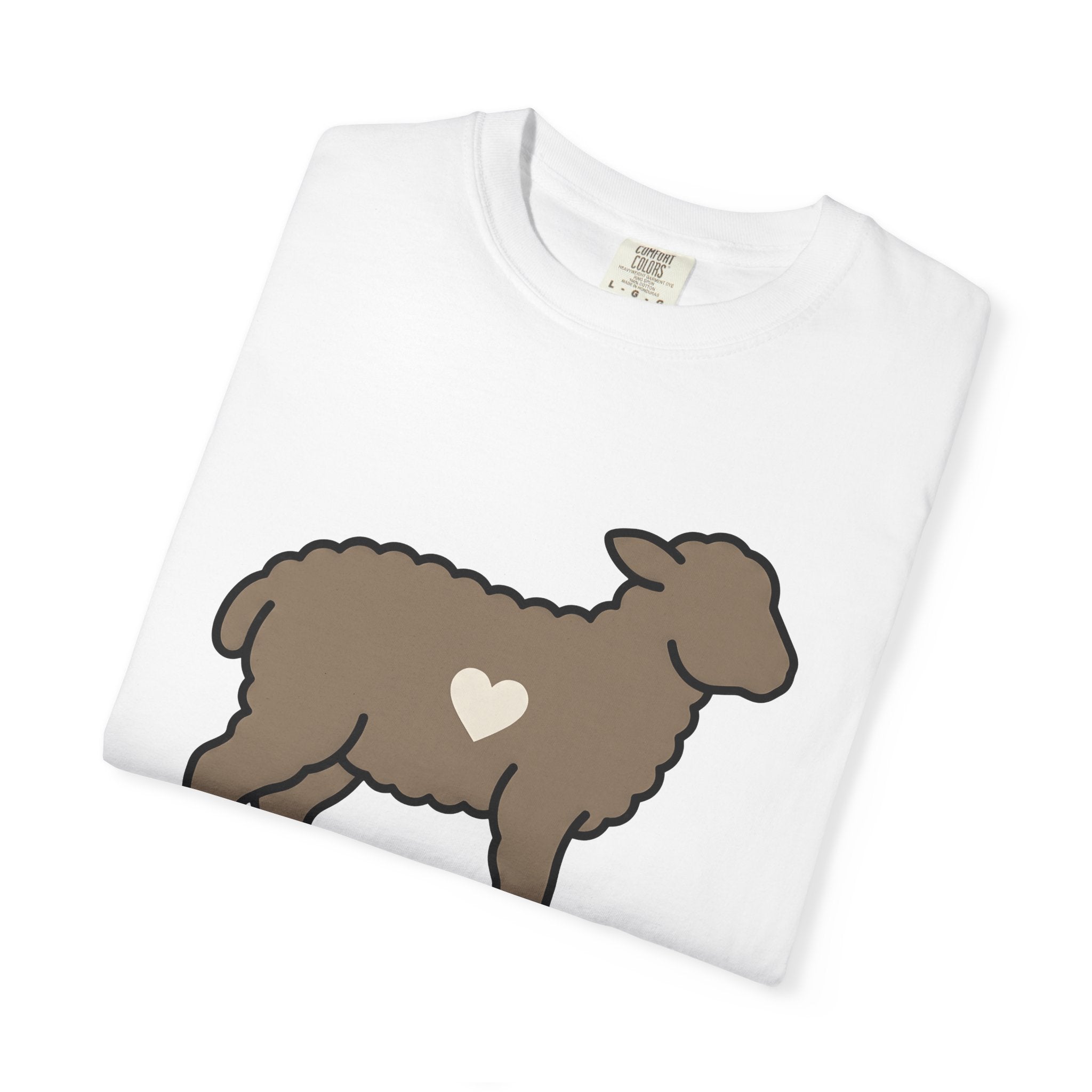 Lamb Shirt Easter Creatures Gift Women Sweet Tee Sheep T-Shirt Spring Fan Lamb Graphic Tshirt Clean Heart Shape Tshirt