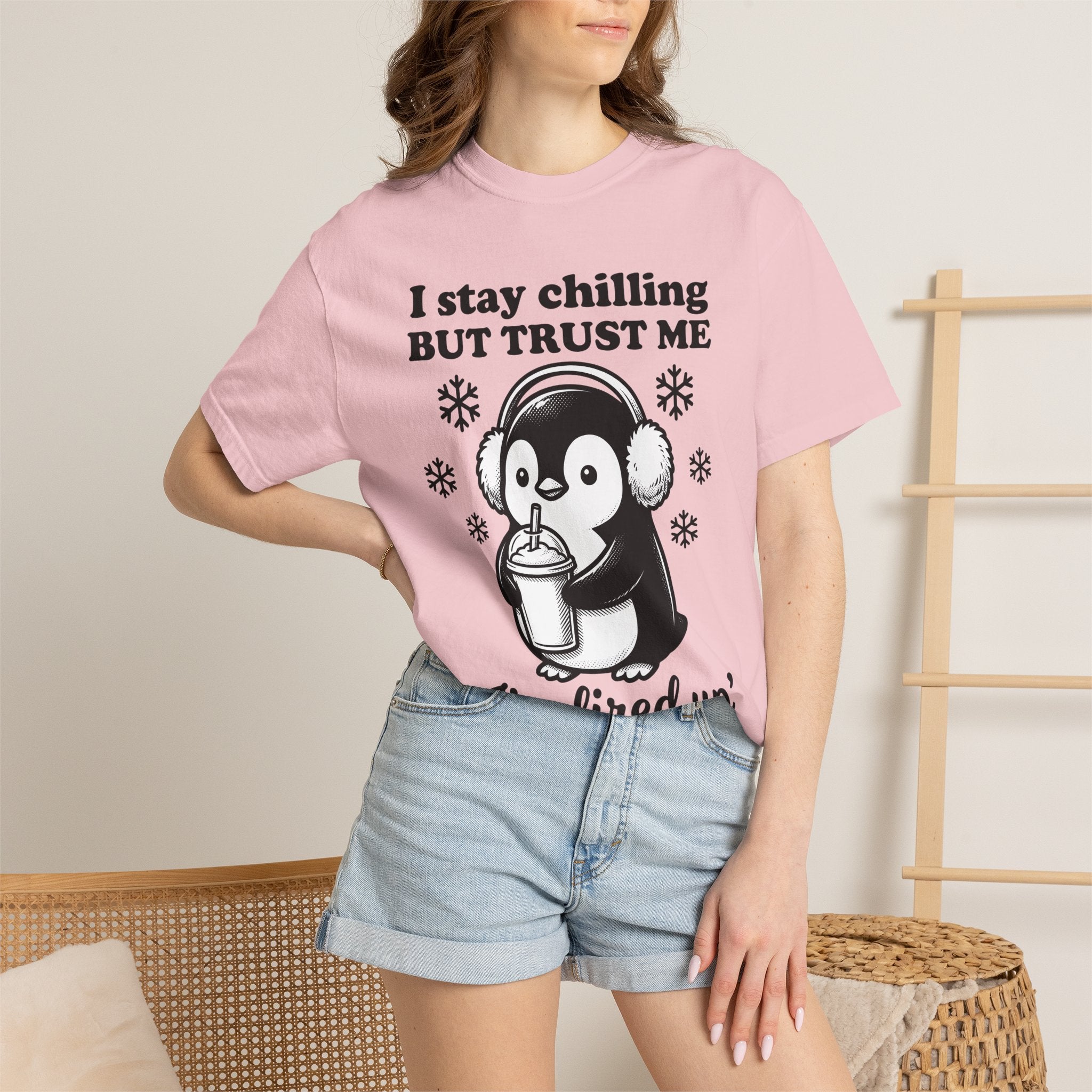 Penguin Drink Shirt Funny Fauna Gift Women Hand Drawn Tee Puffin T-Shirt Comedian Fan Cartoon Tshirt Wildlife Graphic Classic Frozen Flakes