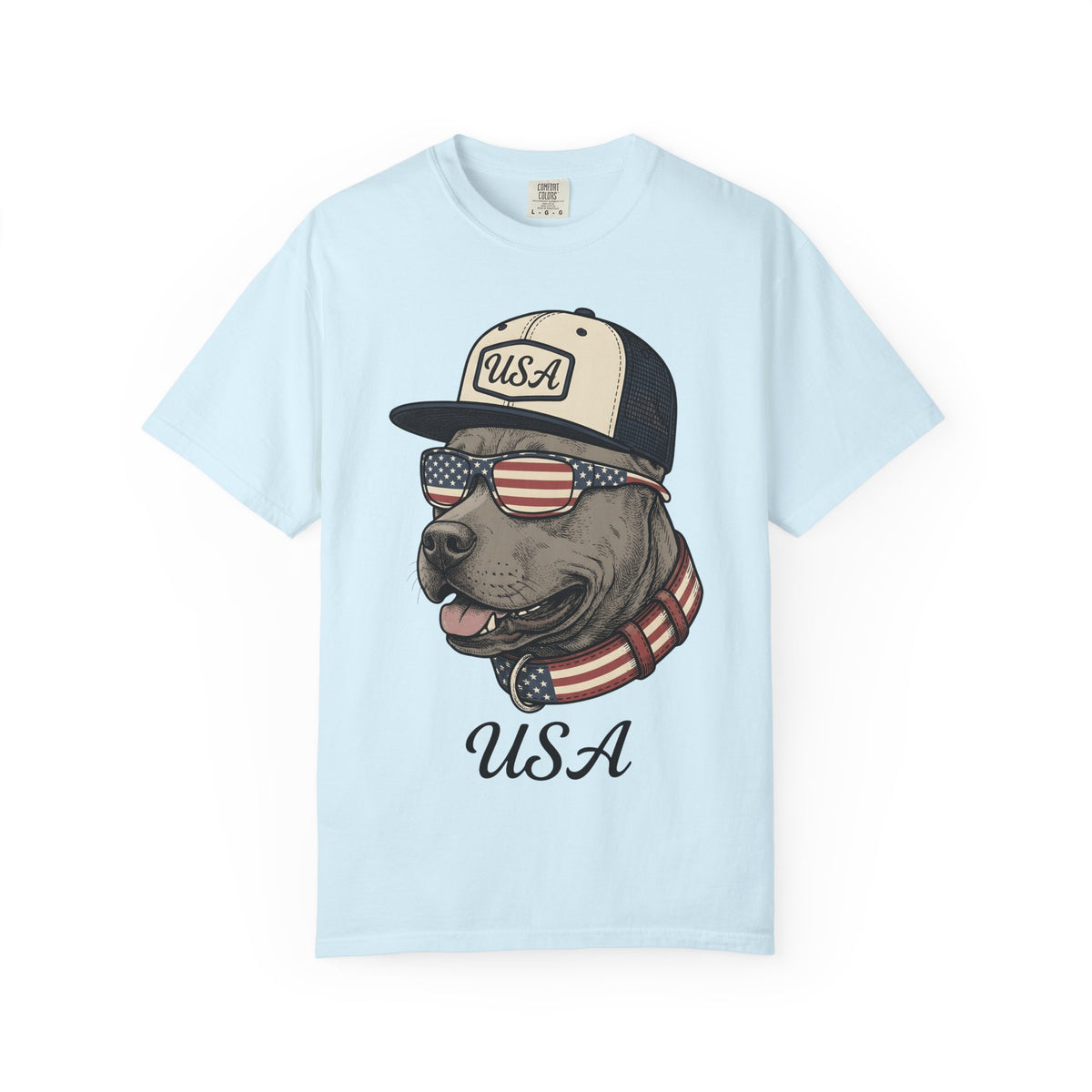 Flag Dog Shirt Dog America Gift Women Classic Tee Bulldog T-Shirt Dog Fan Puppy Tshirt Patriotic Graphic Line Art Specs Tshirt