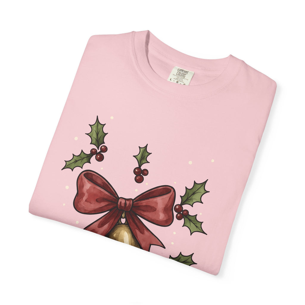 Holiday Bell Shirt Christmas Festivity Gift Women Hand Painted Tee Jingle Bell T-Shirt Christmas Fan Watercolor Tshirt Celebration Graphic