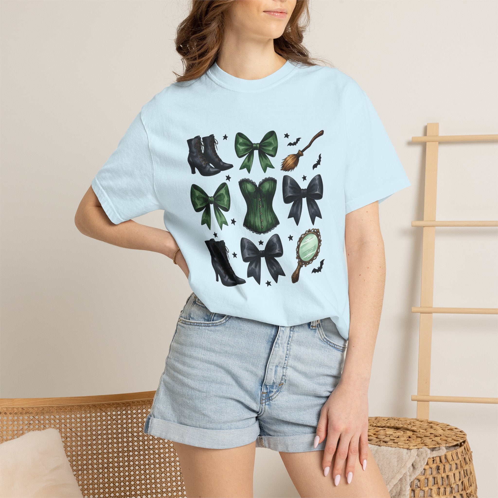 Witch Jewelry Shirt Halloween Magic Gift Women Dark Tee Jewelry T-Shirt Horror Fan Occult Tshirt Magical Graphic Retro Emerald Corset Tshirt