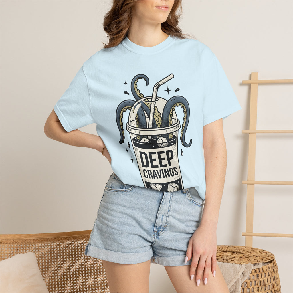 Octopus Cup Shirt Coffee Saltwater Gift Women Cartoon Tee Mug T-Shirt Coffee Fan Cartoon Tshirt Marine Graphic Hand Drawn Ice Cubes Tshirt
