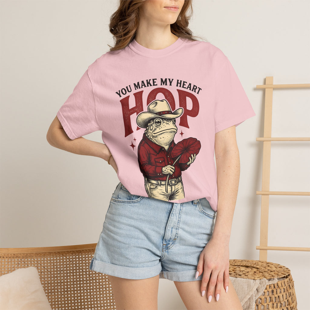 Cowboy Amphibian Shirt St. Valentine's Day Nature Gift Women Old Fashioned Tee Frog T-Shirt Valentine Fan Retro Tshirt Environmental Graphic