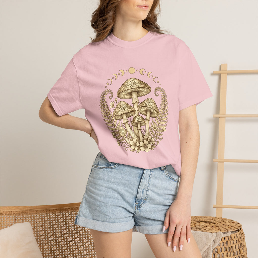 Fungus Flower Shirt Boho Chic Outdoors Gift Women Hippie Tee Mushroom T-Shirt Bohemian Fan Psychedelic Tshirt Nature Graphic Retro Lunar