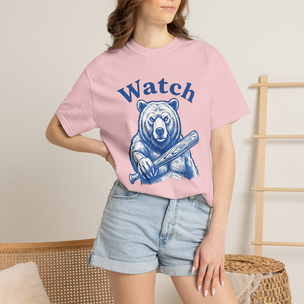 Bear Baseball Bat Shirt Sports Baseball Gift Women Vintage Tee Baseball Bat T-Shirt Athlete Fan Retro Tshirt Softball Graphic Hand Drawn