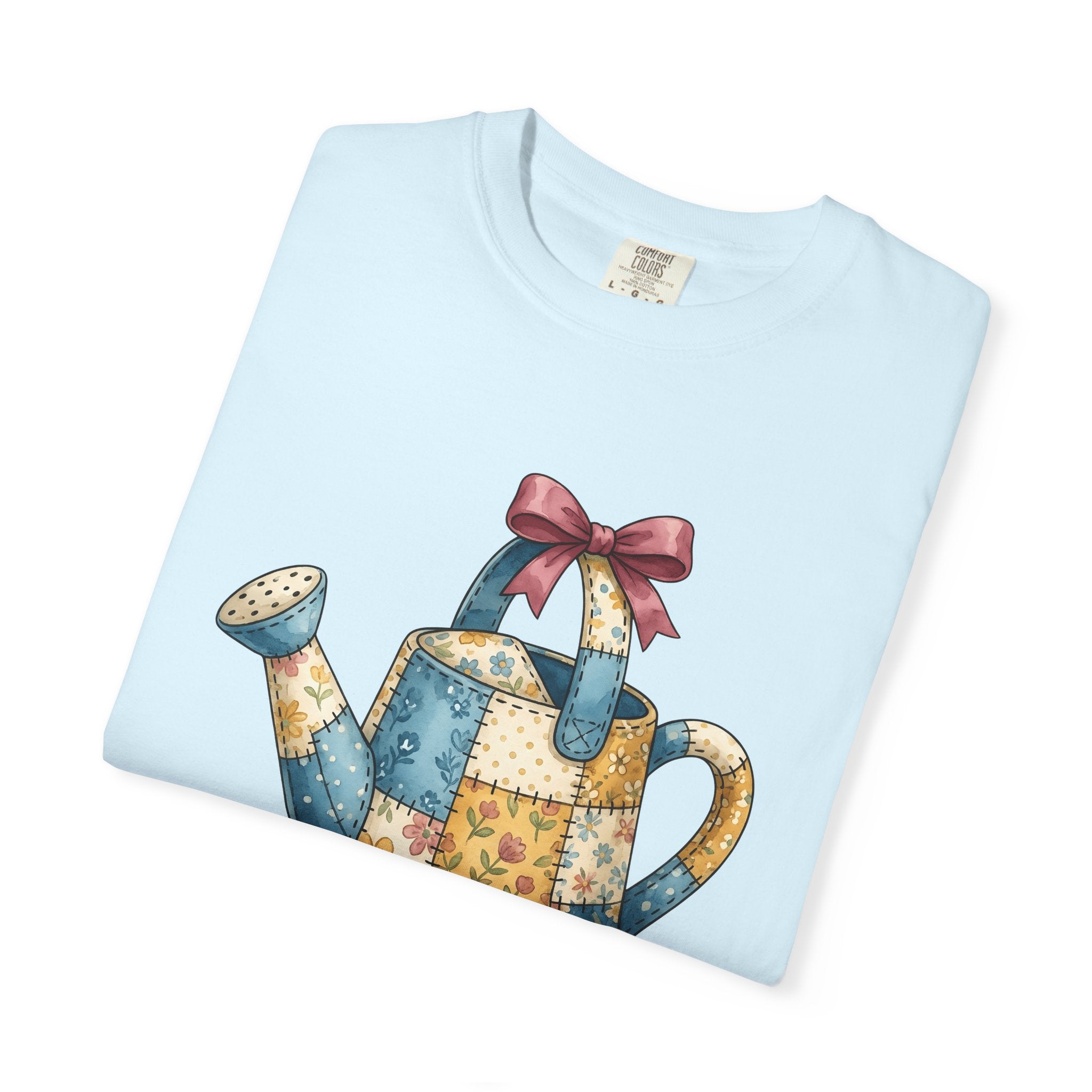 Patchwork Watering Can Shirt Easter Spring Gift Women Farmhouse Tee Watering Can T-Shirt Easter Fan Rustic Tshirt Season Graphic Watercolor