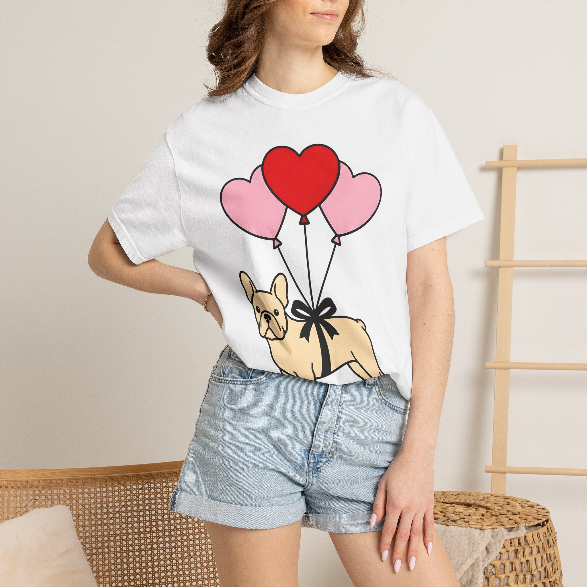 French Bulldog Shirt St. Valentine's Day Puppies Gift Women Doodle Tee Bouledogue T-Shirt Valentine Fan Hand Drawn Tshirt Puppy Graphic