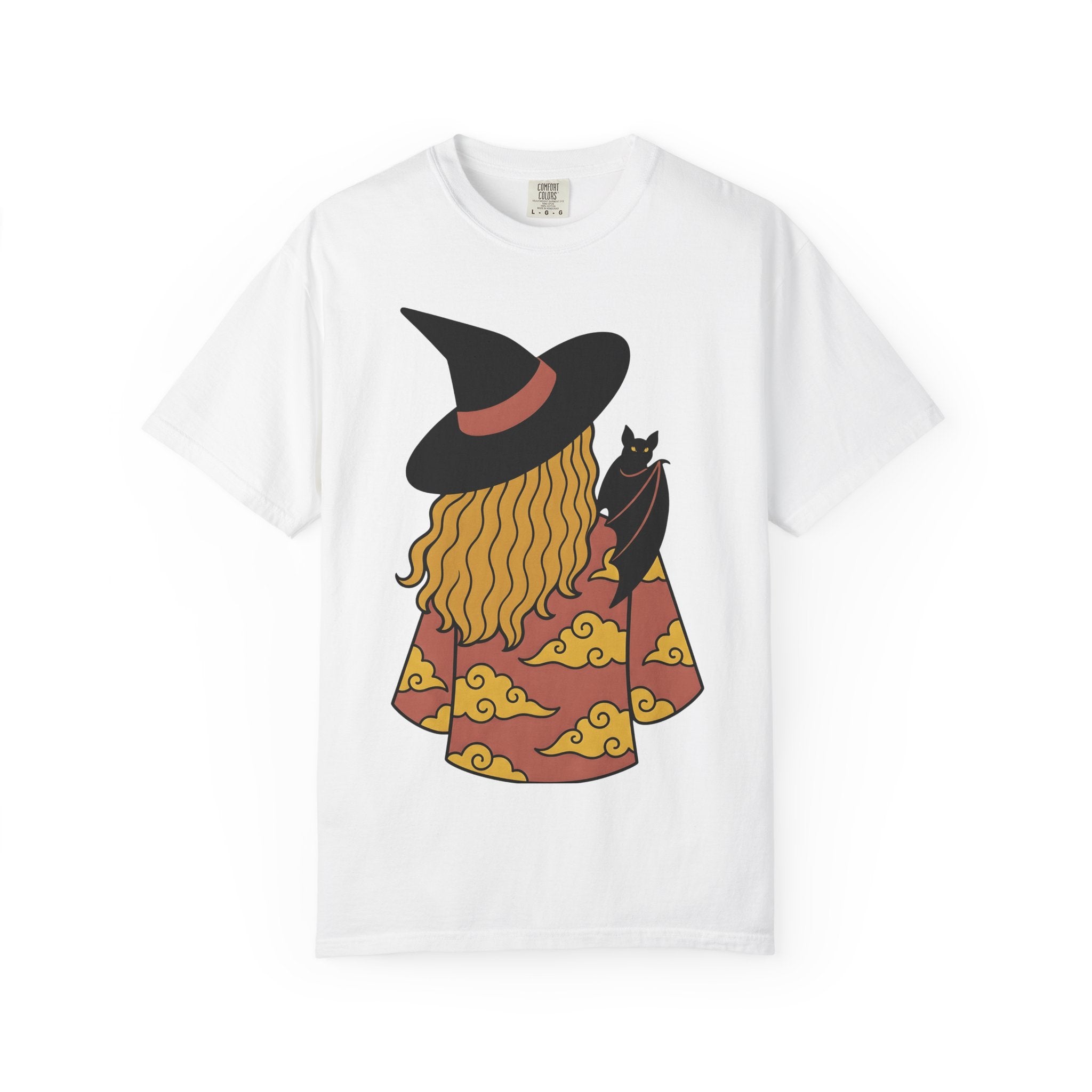Witch Bat Shirt Halloween Spell Gift Women Animated Tee Vampire Bat T-Shirt Horror Fan Cartoon Tshirt Magic Graphic Basic Clouds Tshirt