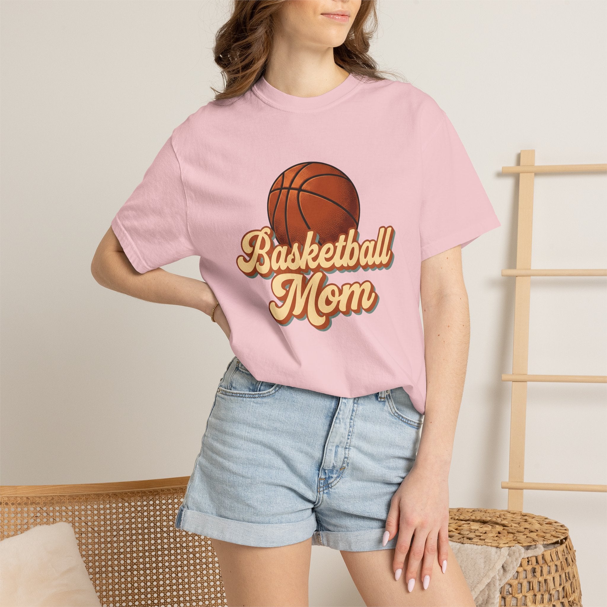 Basketball Shirt Basketball Mom Athletics Gift Women Vintage Tee Hoops T-Shirt Sports Fan Retro Tshirt Sports Graphic Hand Drawn Lettering