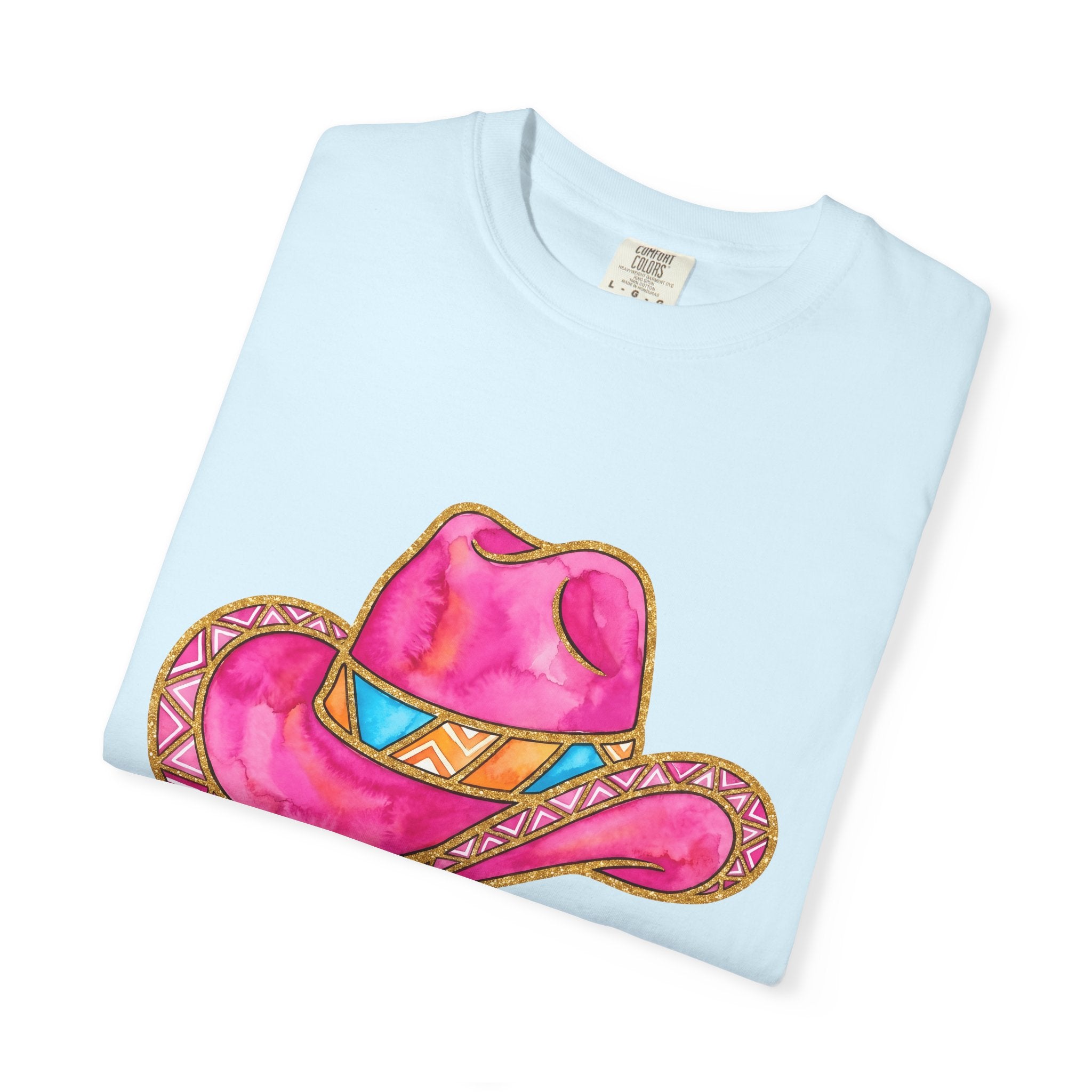 Pink Western Hat Shirt Western Apparel Gift Women Hand Painted Tee Cowboy Hat T-Shirt Rodeo Fan Cowgirl Tshirt Clothing Graphic Rustic