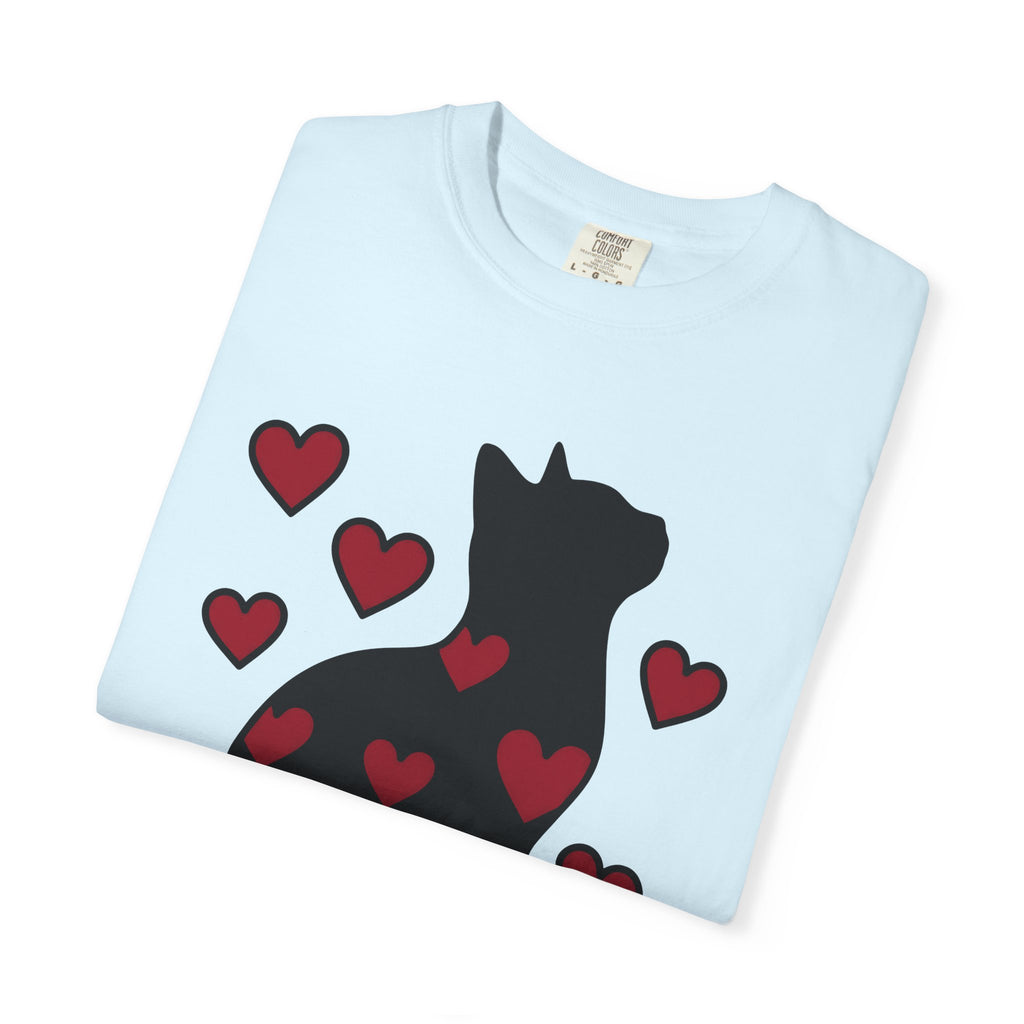 Black Pussycat Shirt Cat Affection Gift Women Understated Tee Cat T-Shirt Feline Fan Kitty Tshirt Love Graphic Trendy Heart Icons Tshirt