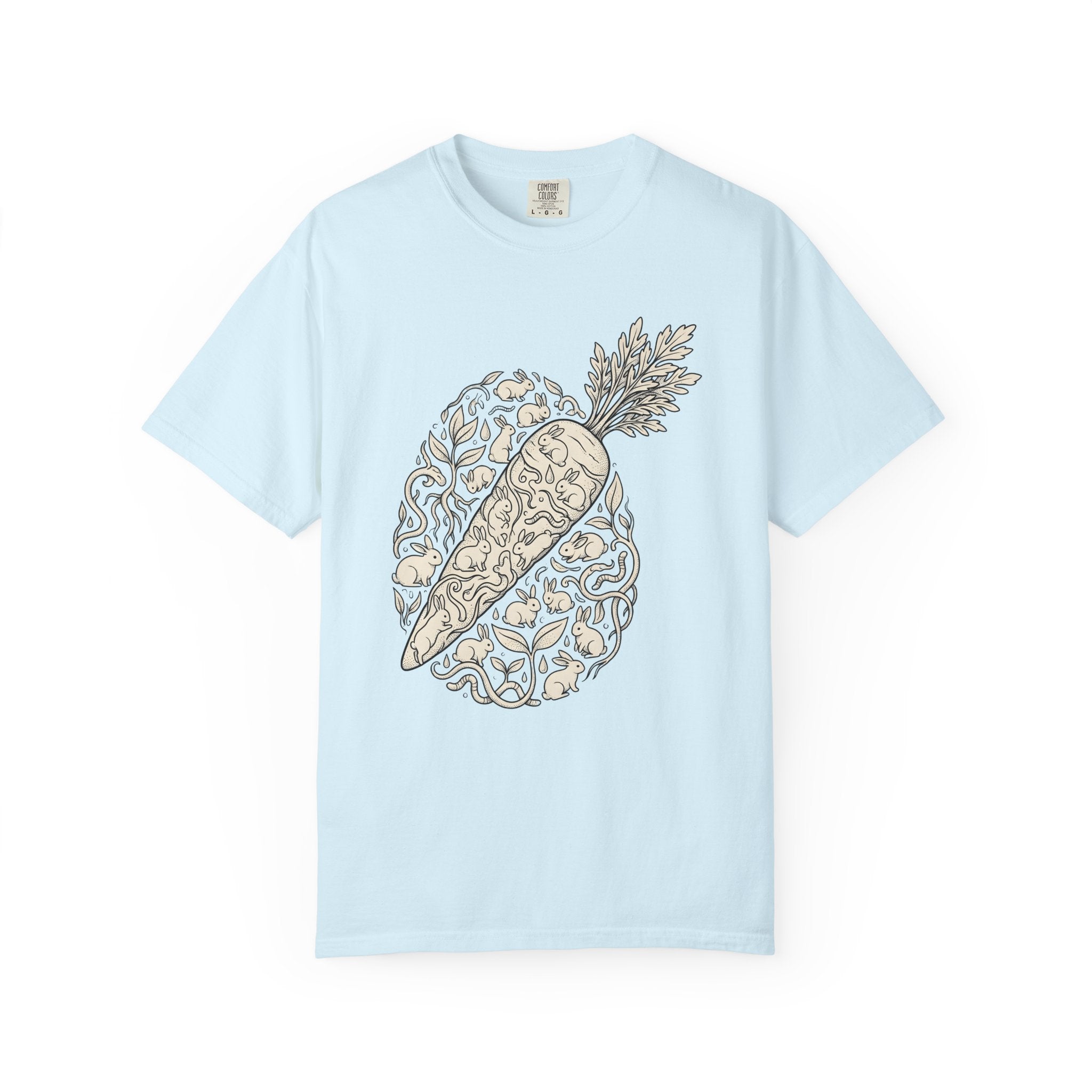 Bunny Vegetable Shirt Easter Pets Gift Women Line Art Tee Rabbit T-Shirt Easter Fan Bunny Tshirt Animal Graphic Cartoon Greenery Tshirt