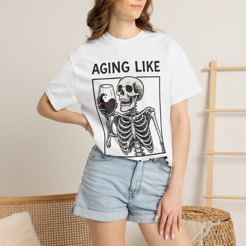 Skeleton Wine Glass Shirt Wine Humor Gift Women Vintage Tee Wine Glass T-Shirt Wine Fan Retro Tshirt Funny Graphic Hand Drawn Wine Tshirt