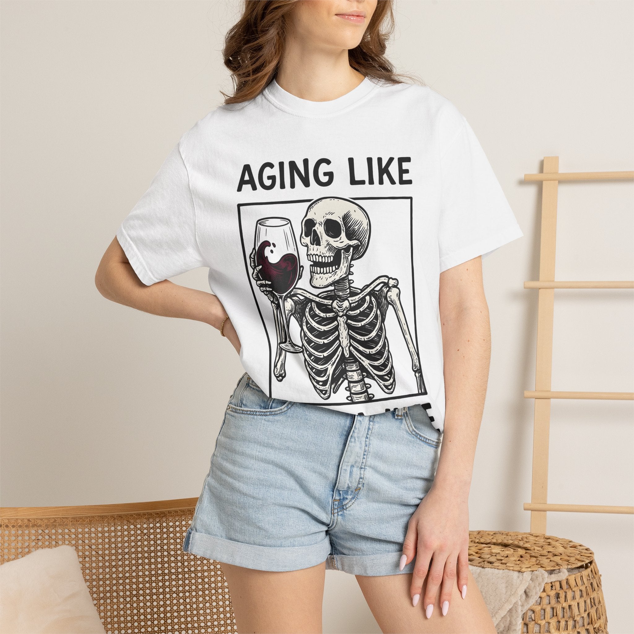 Skeleton Wine Glass Shirt Wine Humor Gift Women Vintage Tee Wine Glass T-Shirt Wine Fan Retro Tshirt Funny Graphic Hand Drawn Wine Tshirt