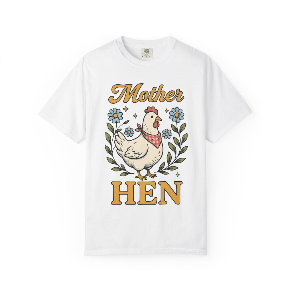 Hen Design Shirt Mother Ranch Gift Women Old School Tee Chicken Design T-Shirt Mom Fan Clucking Graphic Tshirt Outline Blossoms Tshirt