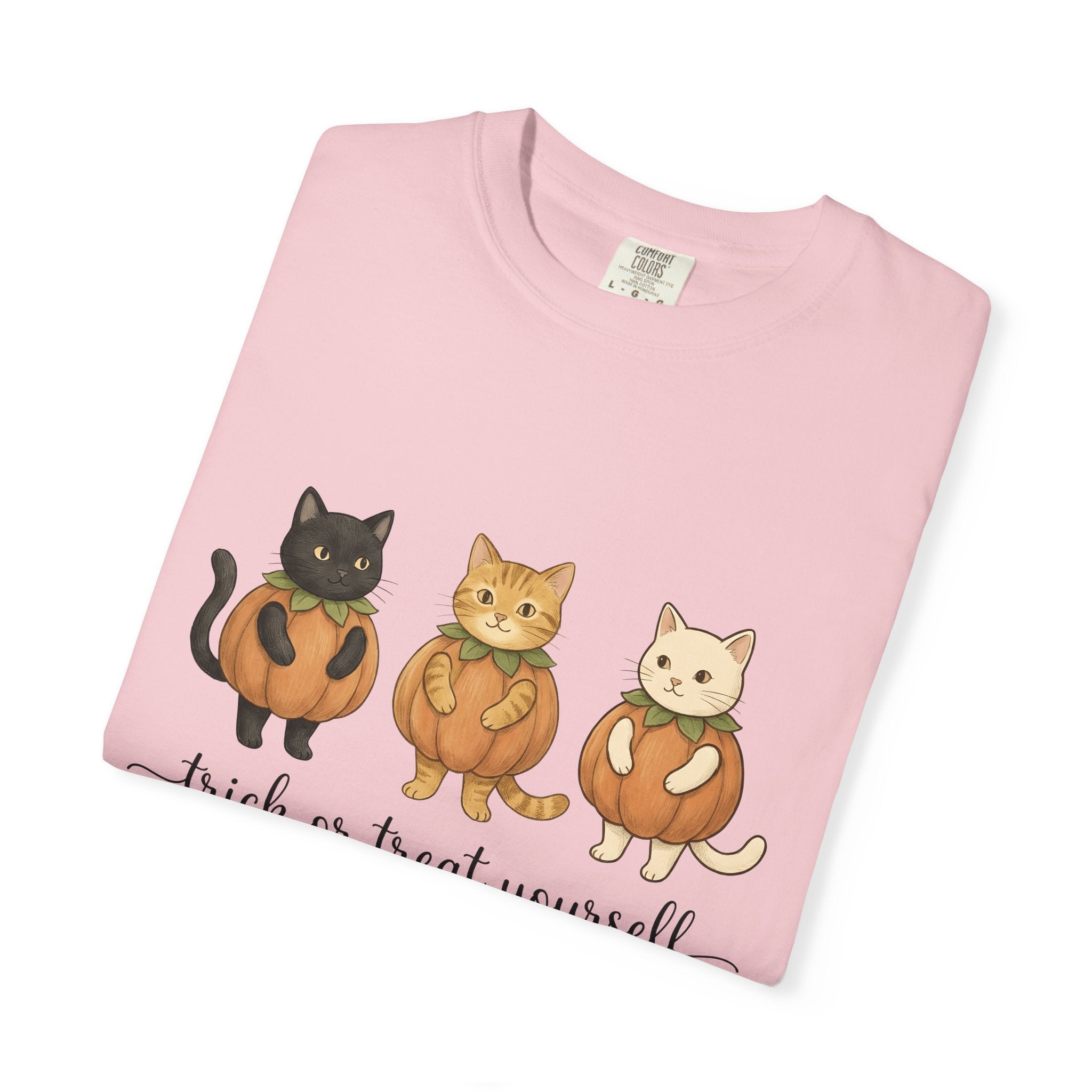 Cat Pumpkin Shirt Halloween Cat Gift Women Kawaii Tee Gourd T-Shirt Horror Fan Cute Tshirt Feline Graphic Hand Drawn Costume Tshirt