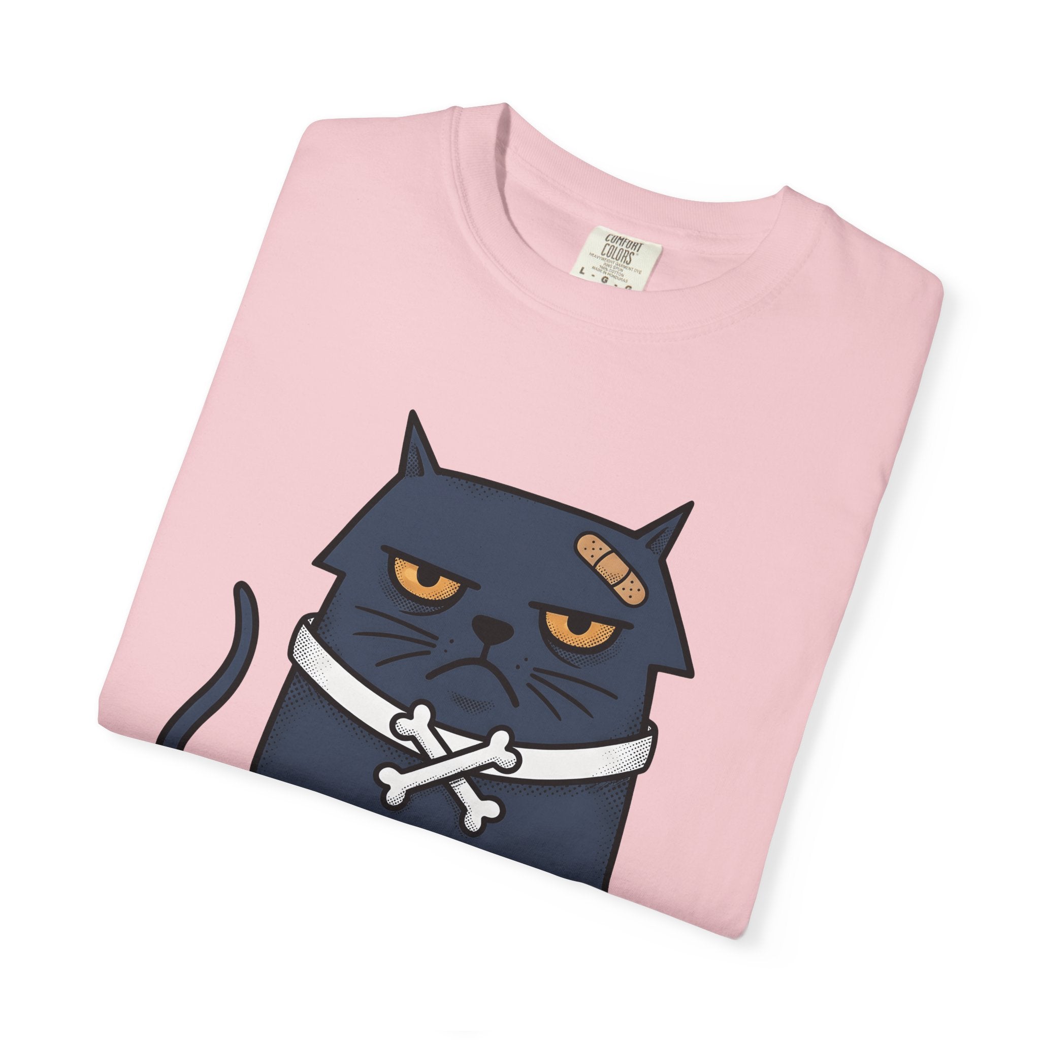 Angry Cat Shirt Cat Joke Gift Women Comic Tee Kitty T-Shirt Feline Fan Cartoon Tshirt Humor Graphic Vintage Plaster Tshirt