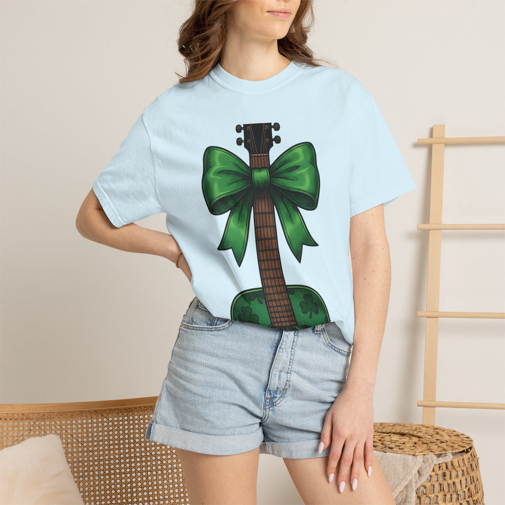 Shamrock Guitar Shirt Cowgirl Sound Gift Women Rustic Tee Guitar T-Shirt Rodeo Fan Country Tshirt Audio Graphic Classic Shamrock Ribbon