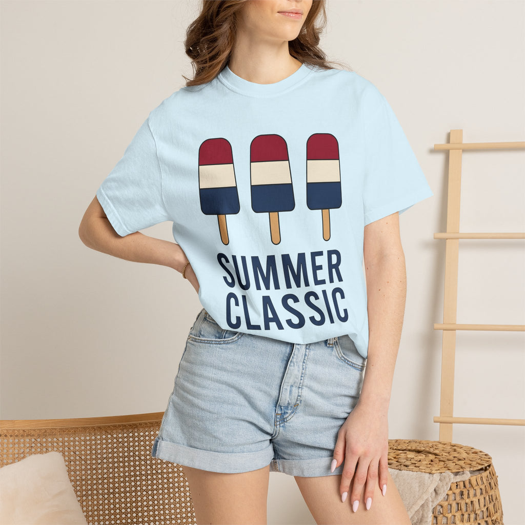 Bomb Pop Popsicle Shirt 4th Of July Summer Gift Women Minimalist Tee Ice Pop T-Shirt Independence Day Fan Simple Tshirt Seasonal Graphic