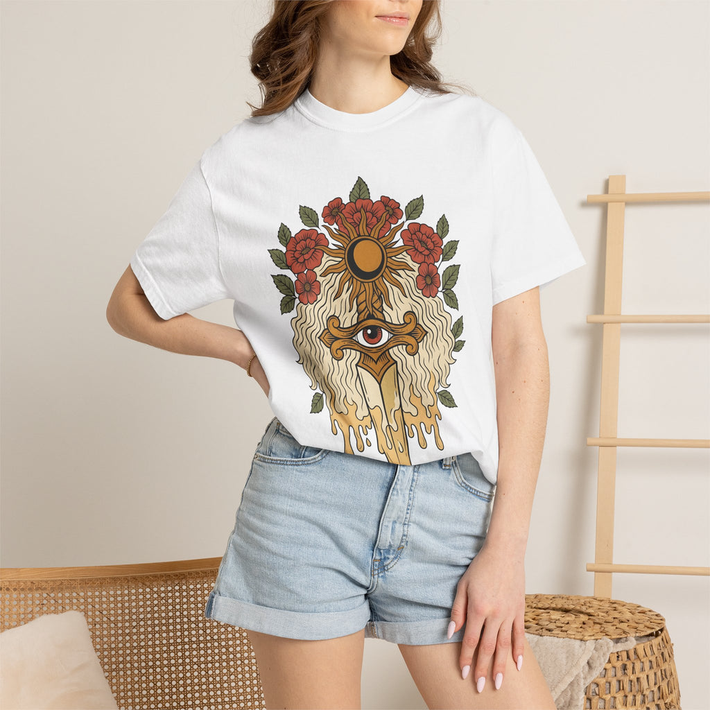 Eye Knife Sun Shirt Boho Chic Spirituality Gift Women Traditional Tee Symbol T-Shirt Bohemian Enthusiast Classic Tshirt Mystical Graphic