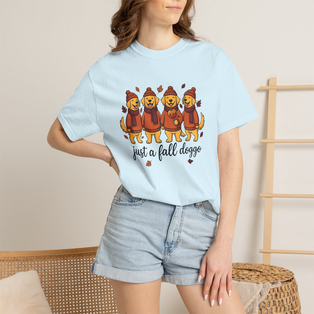 Golden Retriever Puppies Shirt Fall Animal Gift Women Anime Tee Puppy T-Shirt Autumn Fan Cartoon Tshirt Creature Graphic Doodle Maple Leaves