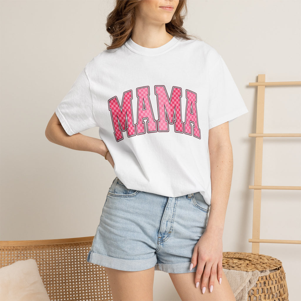 Pink Checkered Lettering Shirt Mom Household Gift Women Strong Tee Typography T-Shirt Motherhood Fan Bold Tshirt Domestic Graphic Vintage