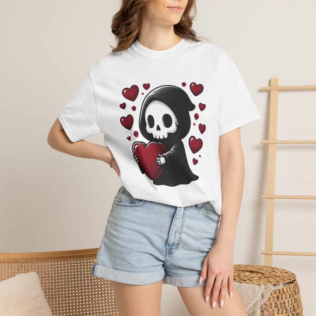 Adorable Reaper Shirt Valentine's Day Dark Gift Women Comic Tee Grim Reaper T-Shirt Valentine Fan Cartoon Tshirt Gothic Graphic Vintage Love