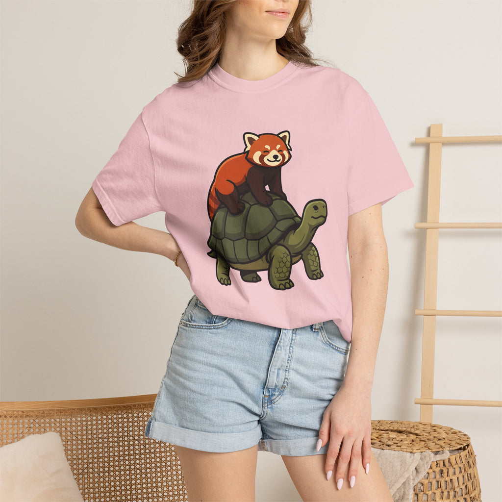Red Panda Tortoise Shirt Animals Buddies Gift Women Sweet Tee Turtle Tortoise T-Shirt Animal Fan Cute Tshirt Best Buddies Graphic Comic