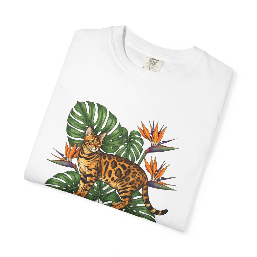 Bengal Kitten Shirt Cat Rainforest Gift Women Floral Tee Kitten T-Shirt Cat Fan Fancy Tshirt Jungle Graphic Retro Tropical Leaves Tshirt