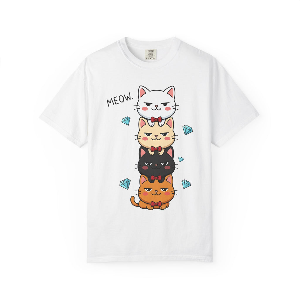 Stacked Kittens Shirt Cat Fauna Gift Women Adorable Tee Kittens T-Shirt Cat Fan Feline Tshirt Wildlife Graphic Illustration Crystals Tshirt
