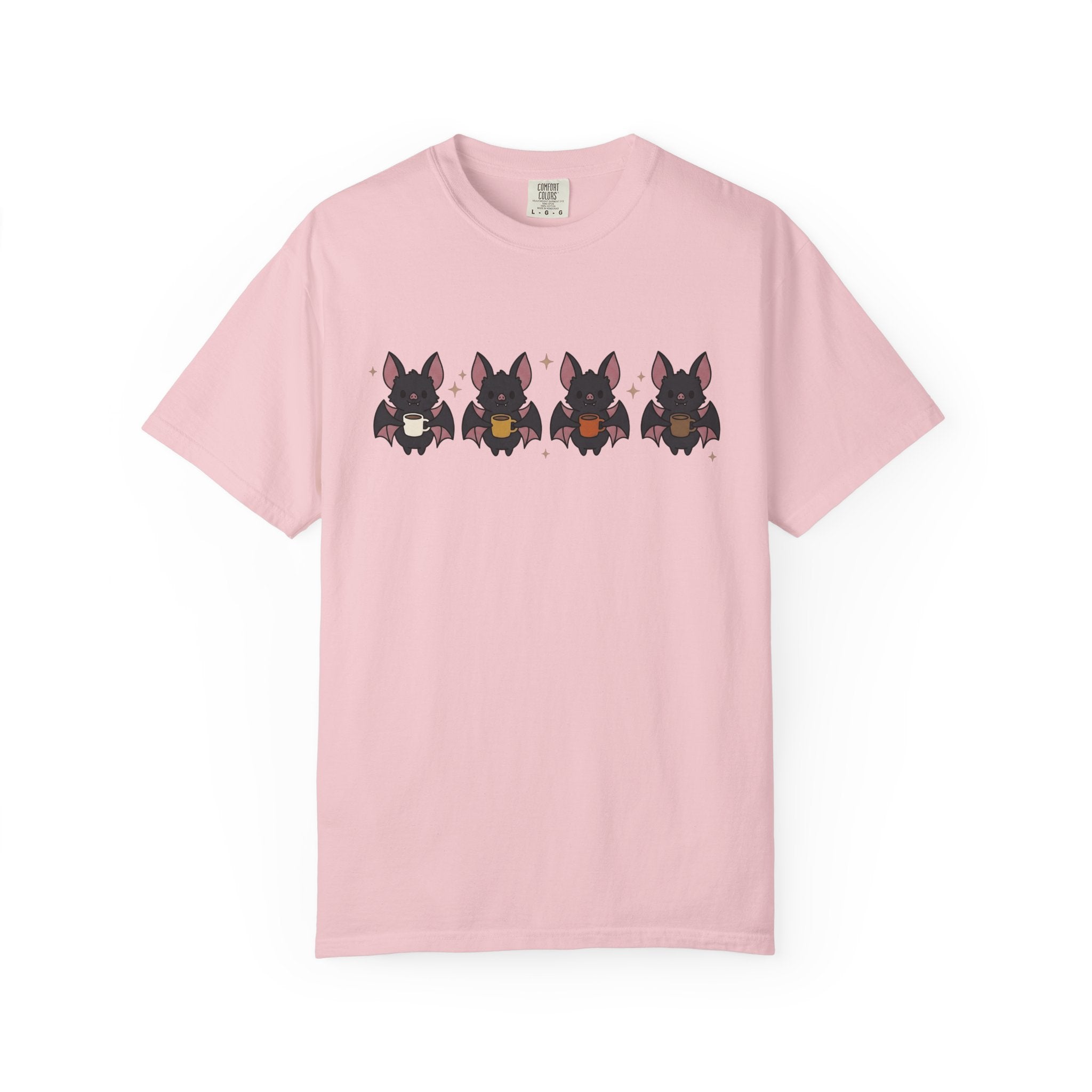 Bat Coffee Shirt Halloween Coffee Gift Women Kawaii Tee Coffee T-Shirt Horror Fan Cute Tshirt Java Graphic Cartoon Stars Tshirt