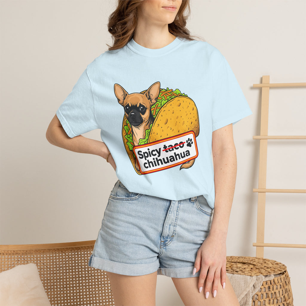 Chihuahua Taco Shirt Dog Treats Gift Women Animated Tee Taco T-Shirt Dog Fan Cartoon Tshirt Snack Graphic Bright Cheese Slice Tshirt