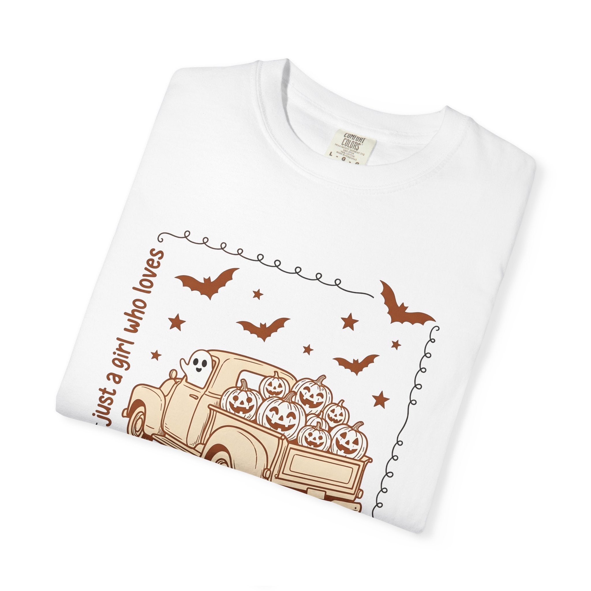 Vintage Truck Pumpkins Shirt Halloween Fall Gift Women Doodle Tee Pumpkins T-Shirt Halloween Fan Gourd Graphic Autumn Design Retro Ghost