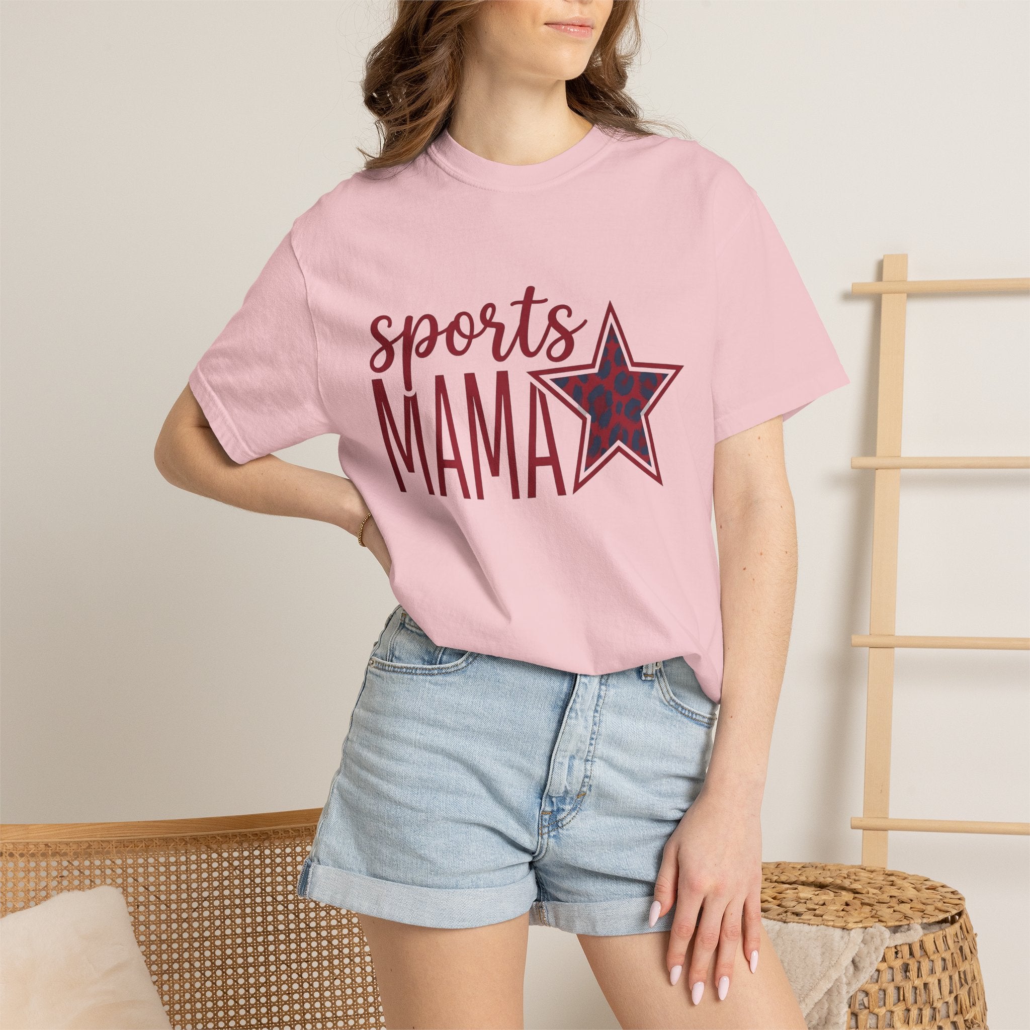 Leopard Print Star Shirt Mom Sports Gift Women Bold Tee Star Print T-Shirt Mom Fan Graphic Design Illustration Retro Animal Print Tshirt