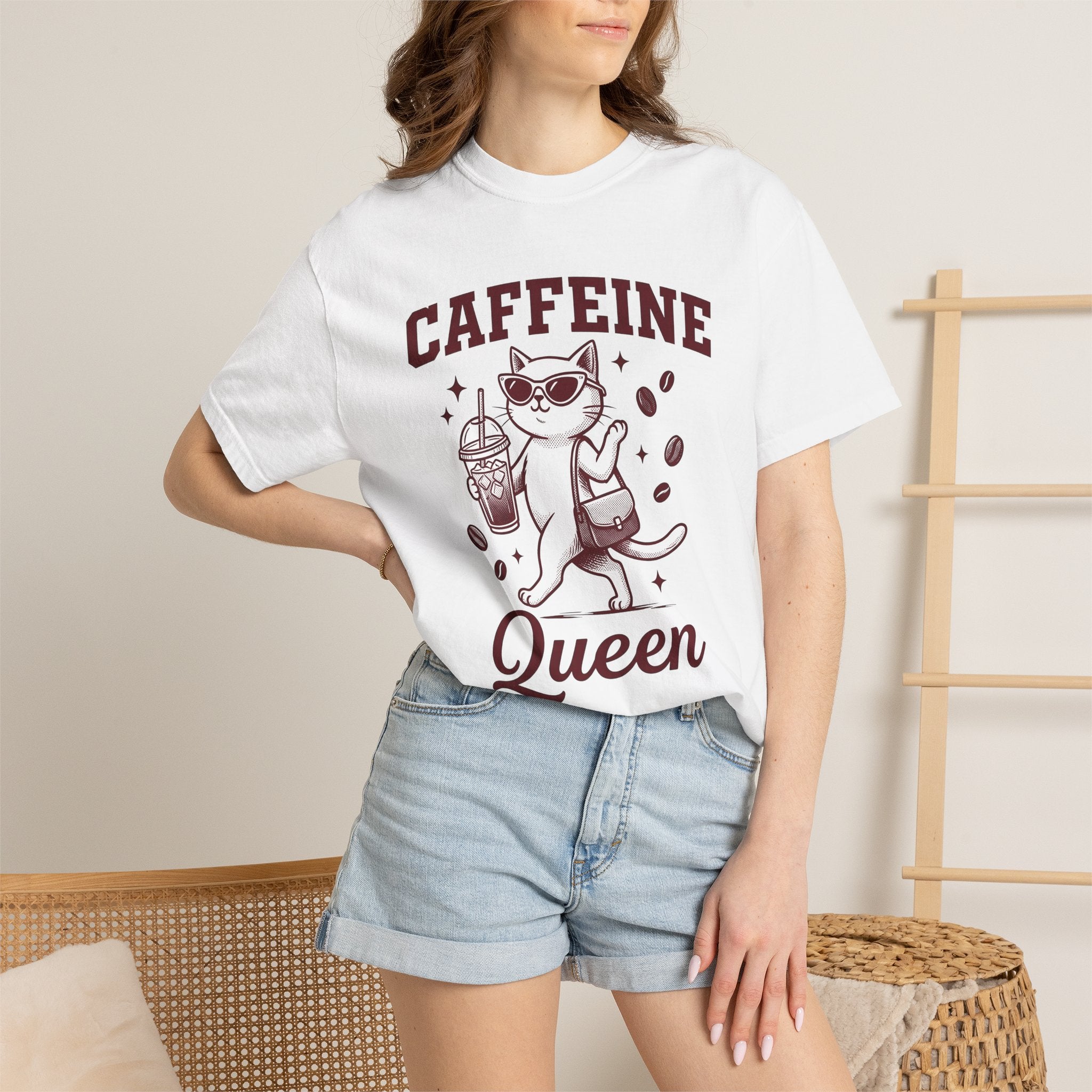 Cat Sunglasses Shirt Cat Coffee Gift Women Vintage Tee Kitty T-Shirt Cat Fan Retro Tshirt Caffeine Graphic Hand Drawn Coffee Cup Tshirt