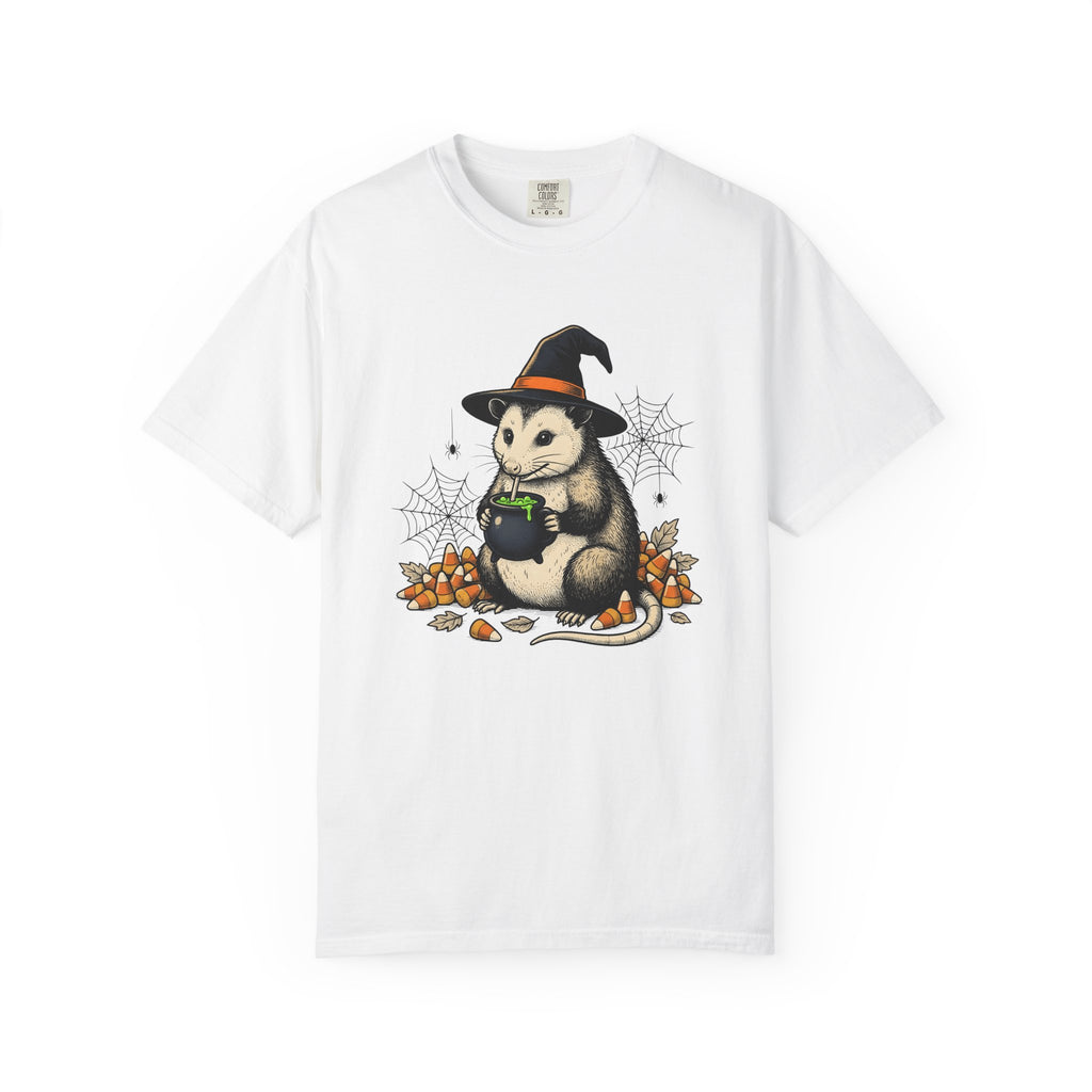 Opossum Magic Shirt Halloween Fauna Gift Women Sketch Tee Possum T-Shirt Spooky Fan Drawing Graphic Tshirt Line Art Autumn Candy Tshirt