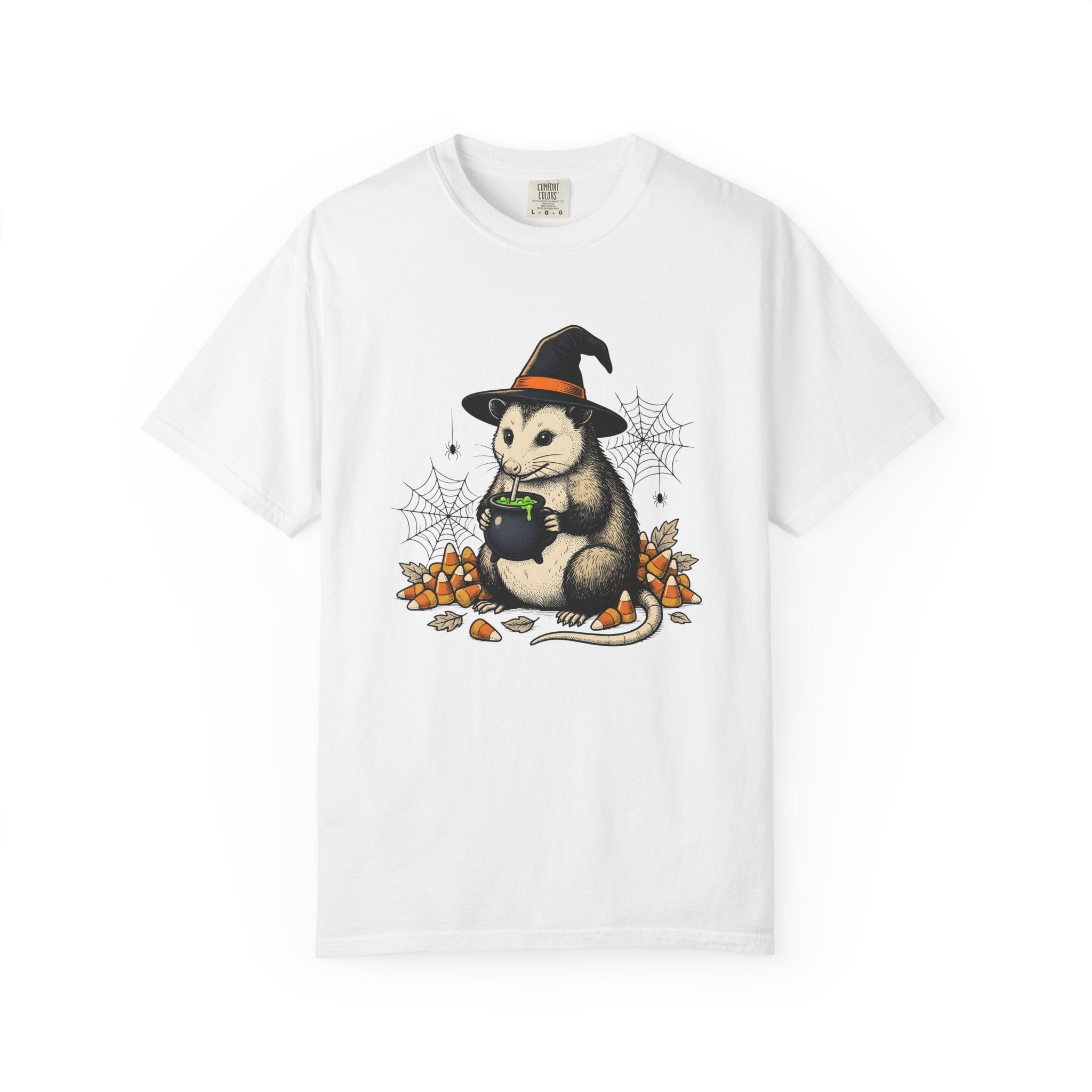 Opossum Magic Shirt Halloween Fauna Gift Women Sketch Tee Possum T-Shirt Spooky Fan Drawing Graphic Tshirt Line Art Autumn Candy Tshirt