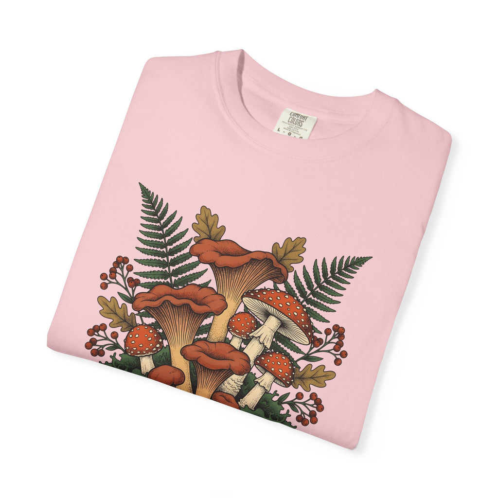Woodland Fungus Shirt Botanical Ecosystem Gift Women Illustrated Tee Mushroom T-Shirt Botany Enthusiast Drawing Tshirt Environment Graphic