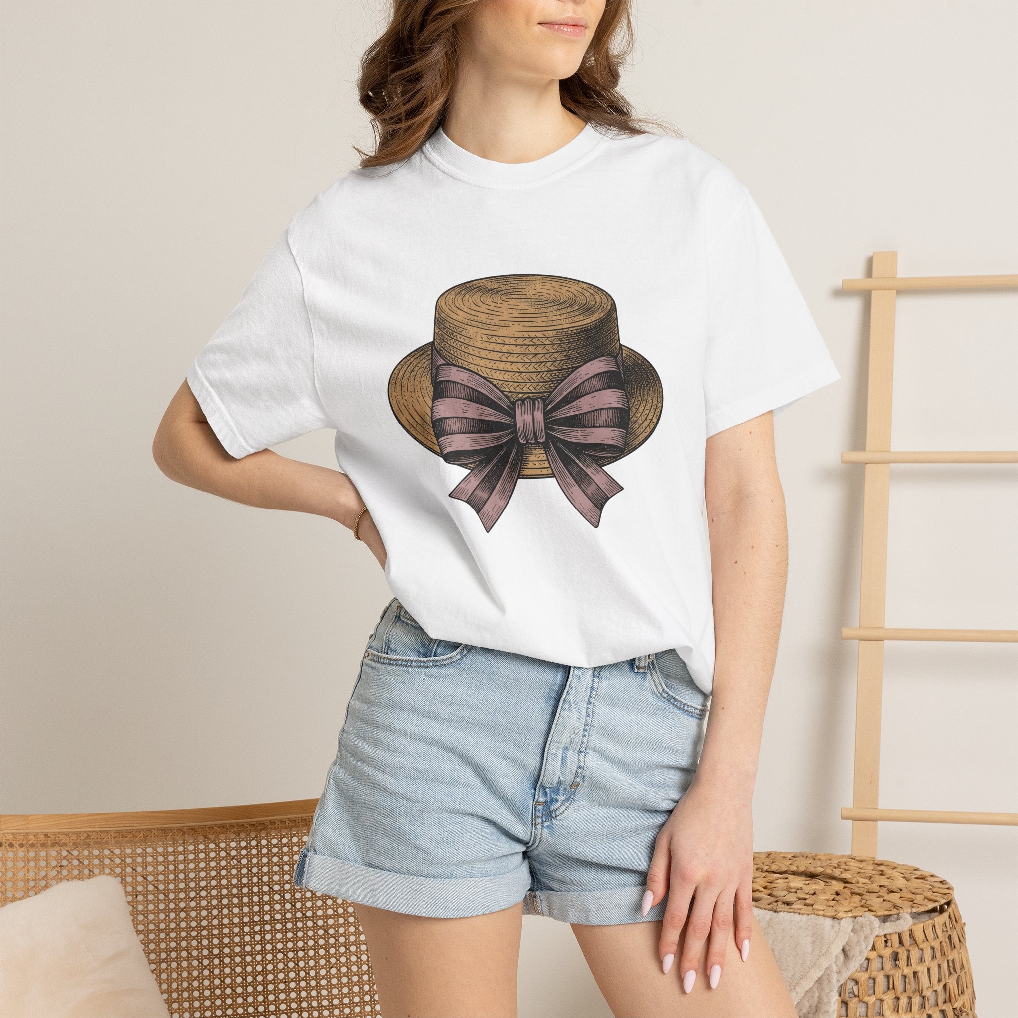 Summer Hat Shirt Easter Outfit Gift Women Farmhouse Tee Sunhat T-Shirt Easter Fan Rustic Tshirt Clothing Graphic Cartoon Sash Tshirt