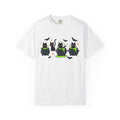 Black Kitty Pot Shirt Cat Spooky Gift Women Kawaii Tee Cat Pot T-Shirt Cat Fan Cute Tshirt Horror Graphic Comic Flying Bat Tshirt