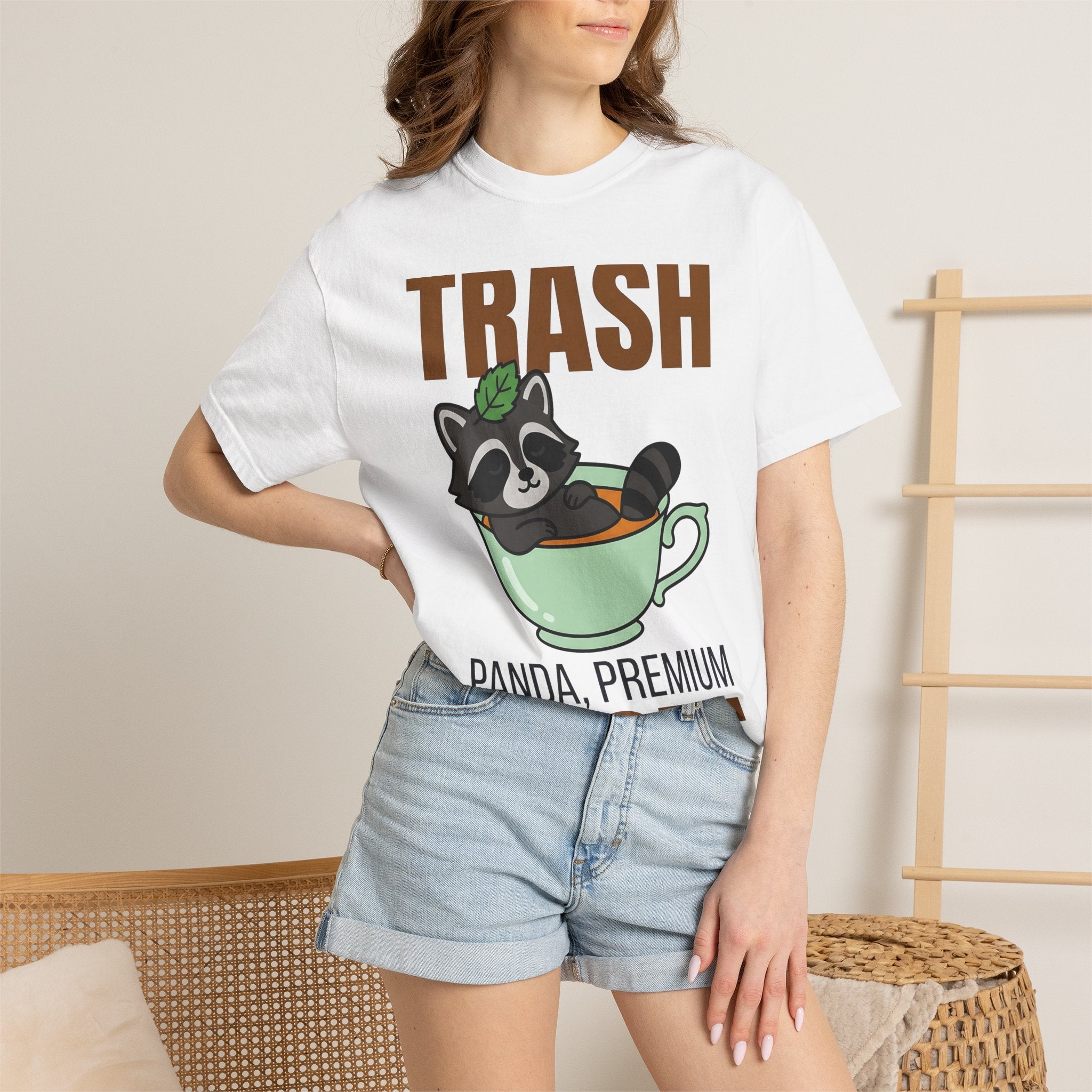 Raccoon Tea Cup Shirt Animals Cappuccino Gift Women Playful Tee Trash Panda T-Shirt Wildlife Fan Critter Tshirt Coffee Graphic Sketch Plant