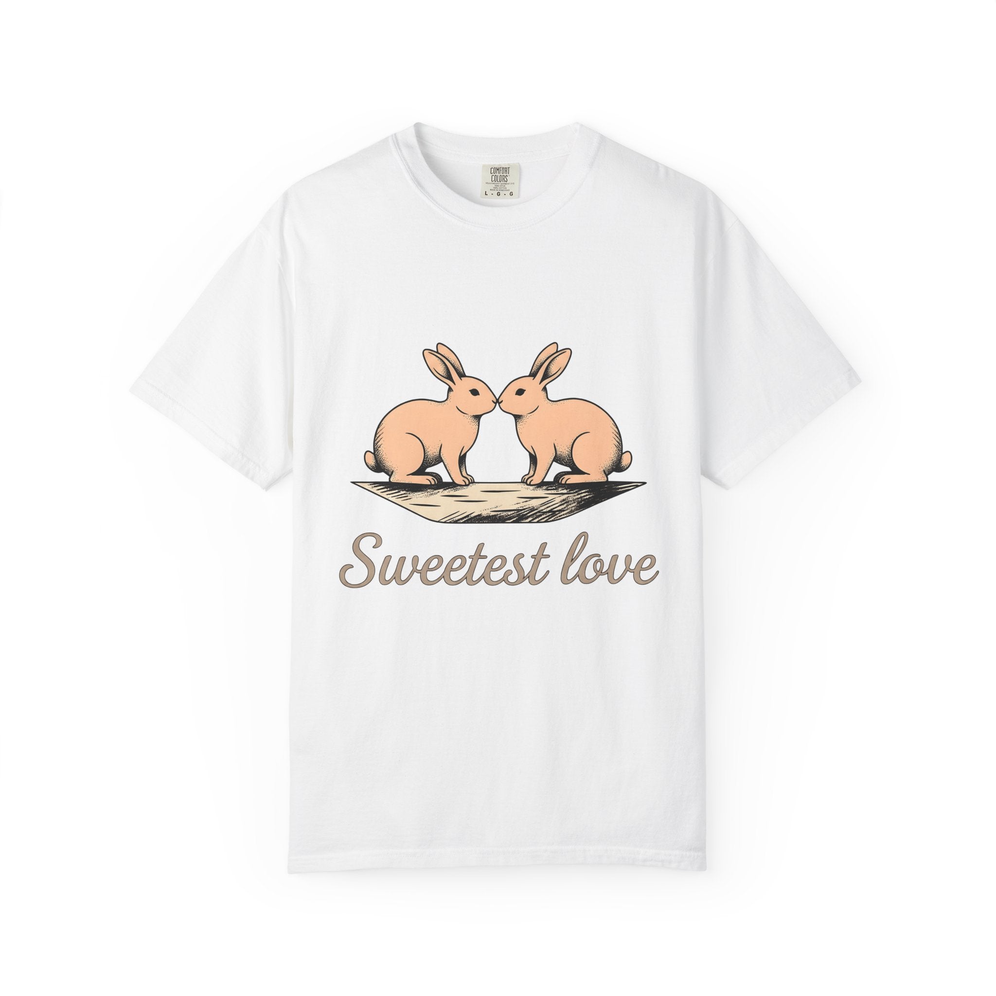 Rabbit Pair Shirt Animals Romance Gift Women Retro Tee Bunny T-Shirt Pet Fan Vintage Tshirt Love Graphic Sketch Love Symbol Tshirt