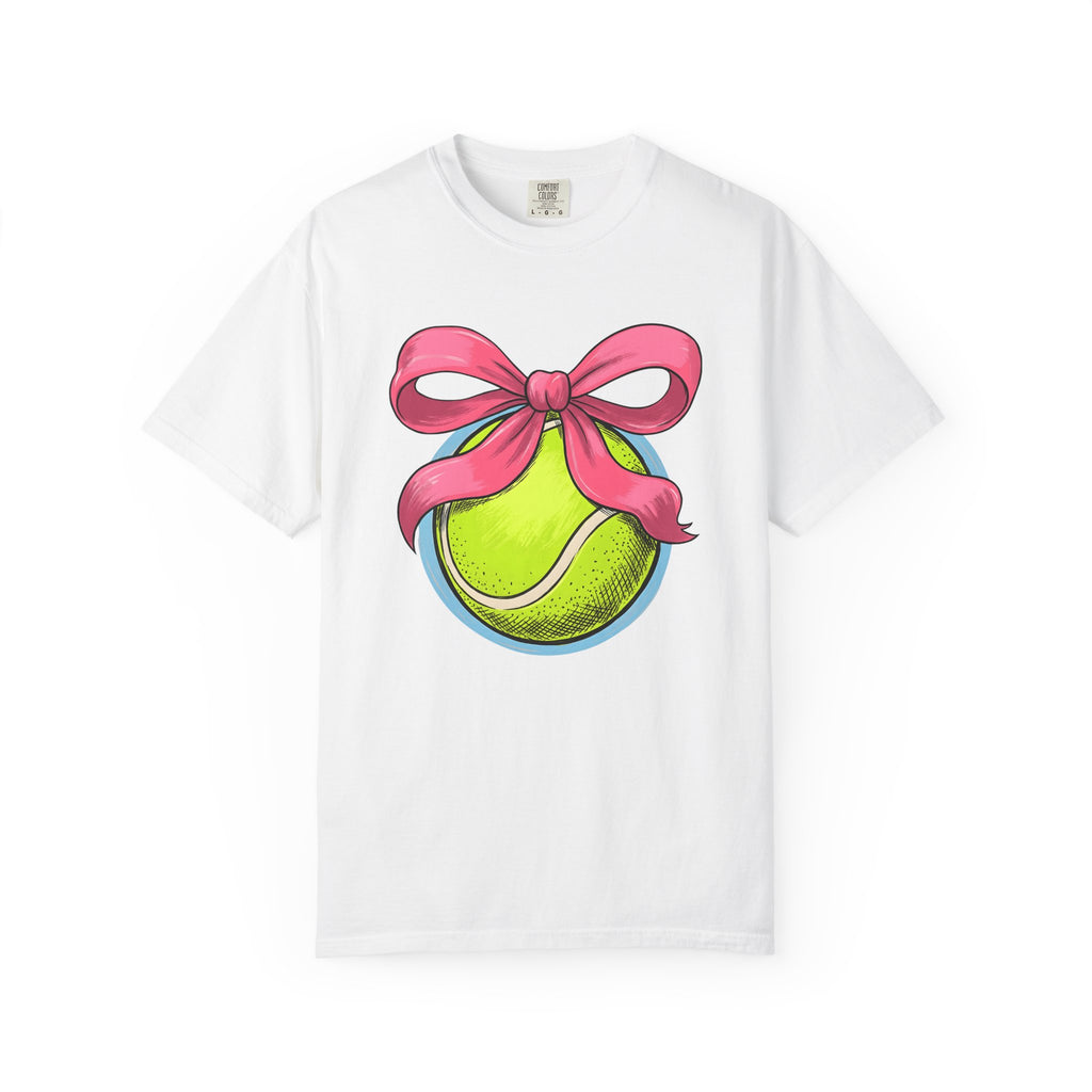 Tennis Ball Bow Shirt Moms Exercise Gift Women Line Art Tee Tennis Bow T-Shirt Mom Enthusiast Illustration Graphic Fitness Graphic Cartoon