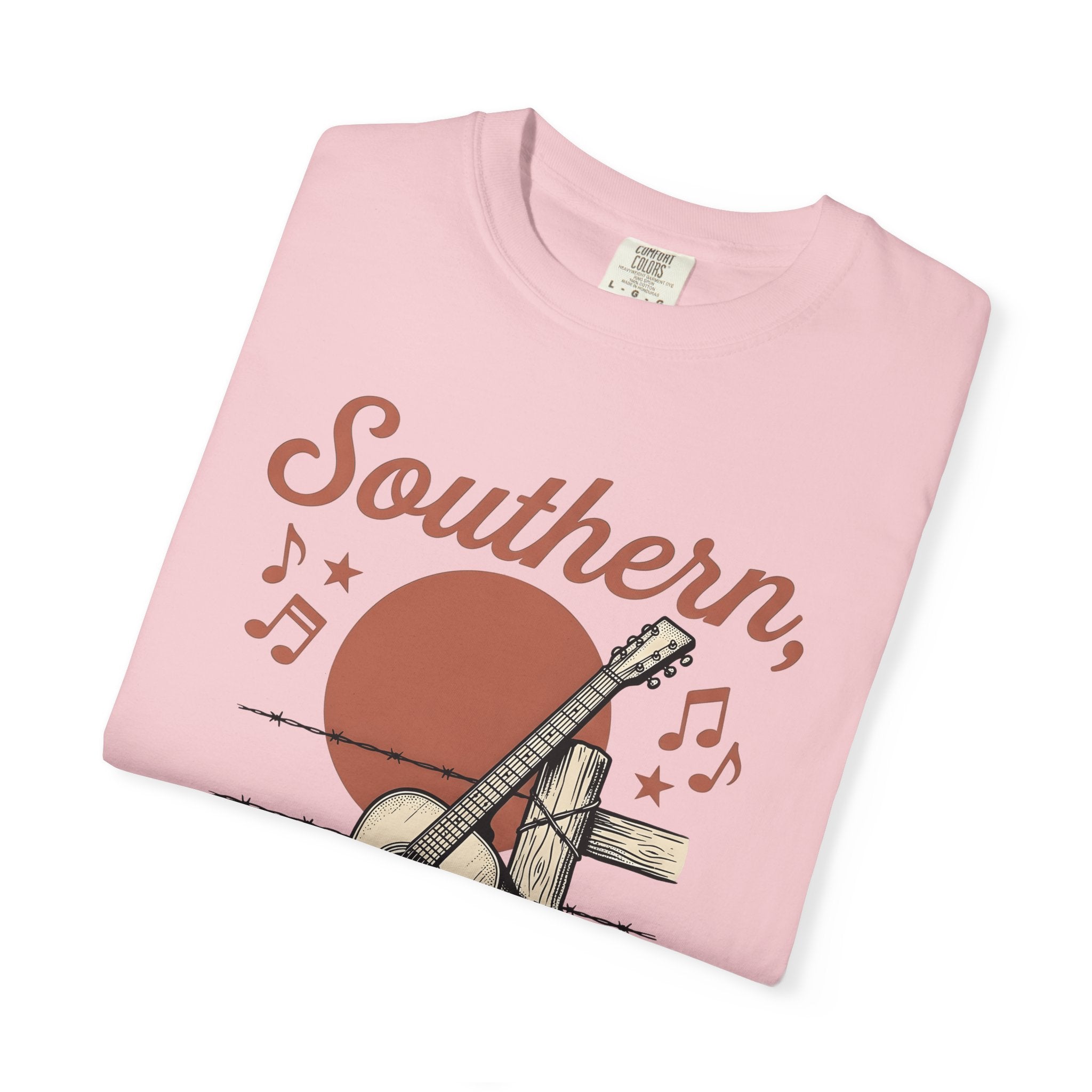Guitar Fence Shirt Cowgirl Country Gift Women Vintage Tee Fence T-Shirt Cowboy Fan Retro Tshirt Country Graphic Hand Drawn Music Notes