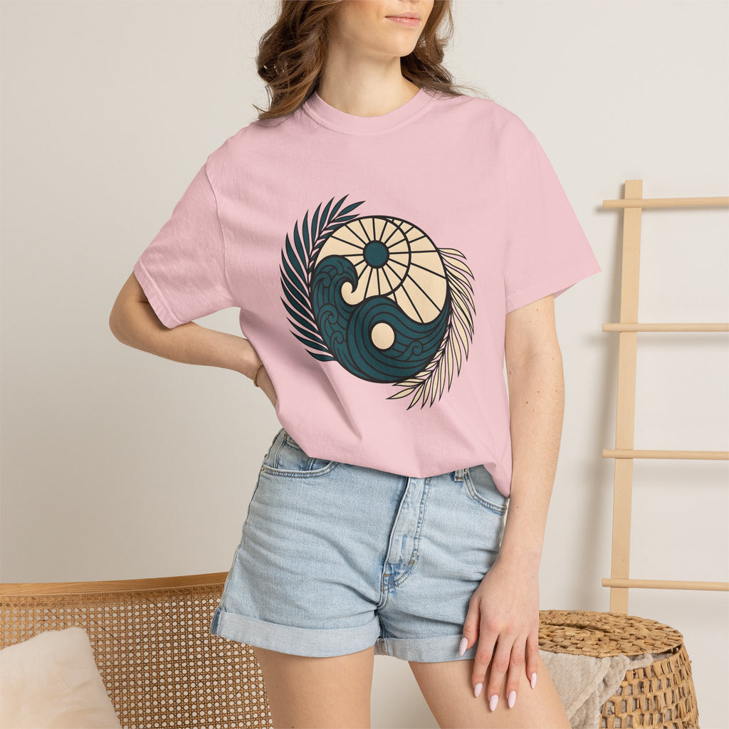 Ocean Sun Tree Shirt Sports Coastal Gift Women Rustic Tee Sea T-Shirt Athlete Fan Beach Graphic Tshirt Simple Frond Tshirt