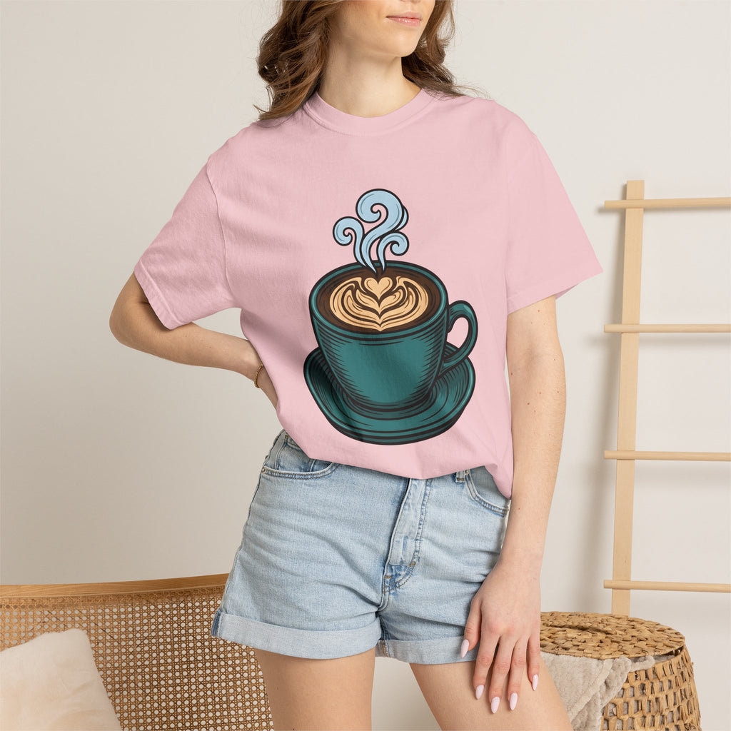 Coffee Cup Shirt Coffee Foodie Gift Women Hand Drawn Tee Mug T-Shirt Coffee Fan Coffee Cup Illustration Design Vintage Latte Art Tshirt
