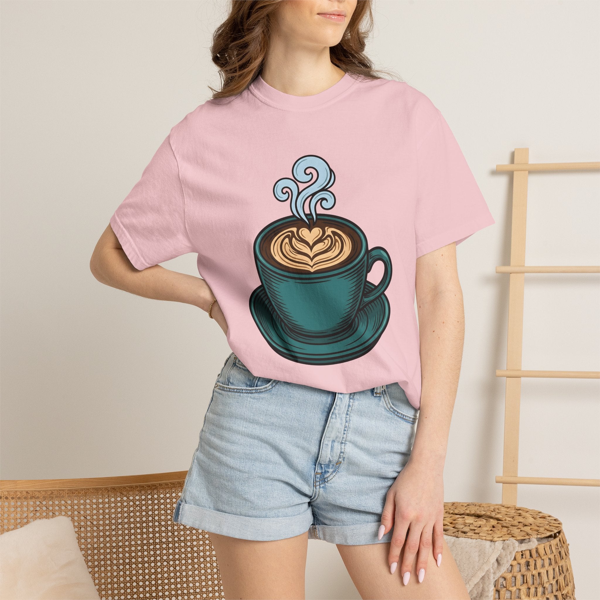 Coffee Cup Shirt Coffee Foodie Gift Women Hand Drawn Tee Mug T-Shirt Coffee Fan Coffee Cup Illustration Design Vintage Latte Art Tshirt